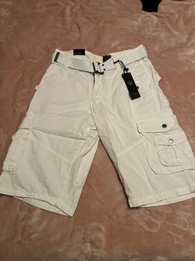 Society White Men's Cargo Shorts with Belt